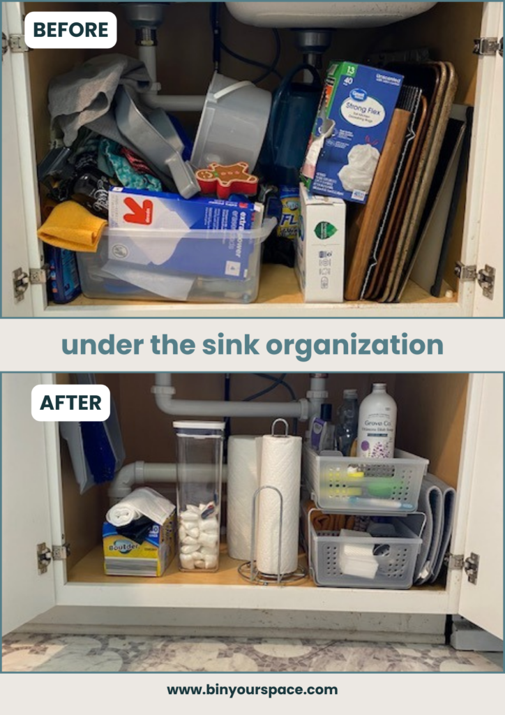 use a 2-tier organizer under the bathroom sink