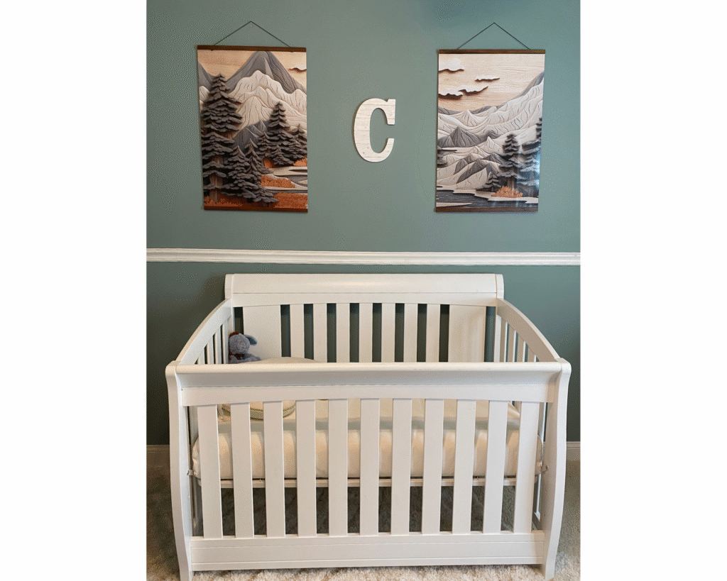 Nursery room decor for boy mountain theme