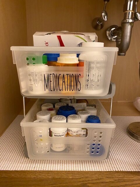 use a 2-tier organizer under the bathroom sink