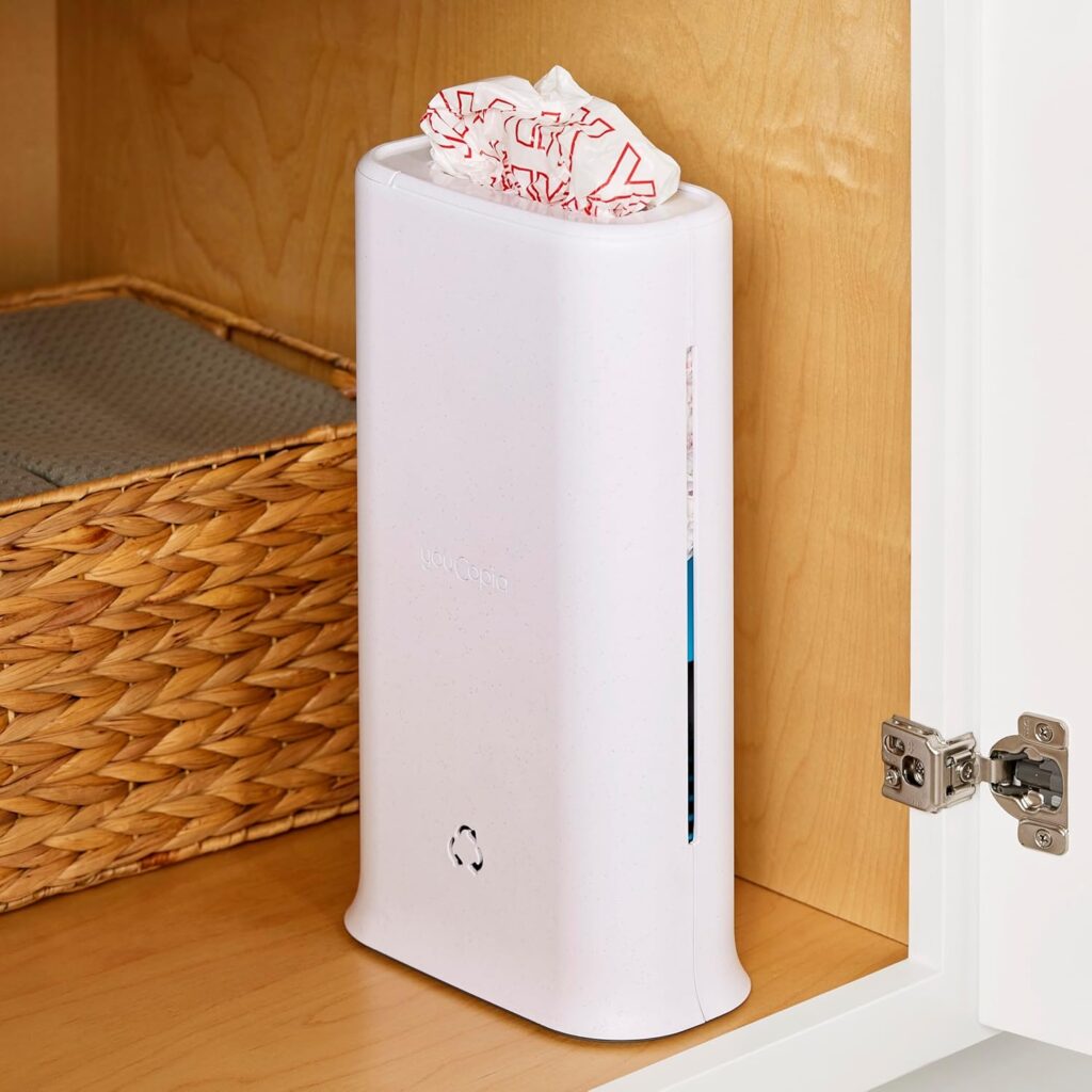  YouCopia StoraBag Plastic Bag Dispenser: Keep plastic bags contained and off the floor for under the sink camper organization. 
