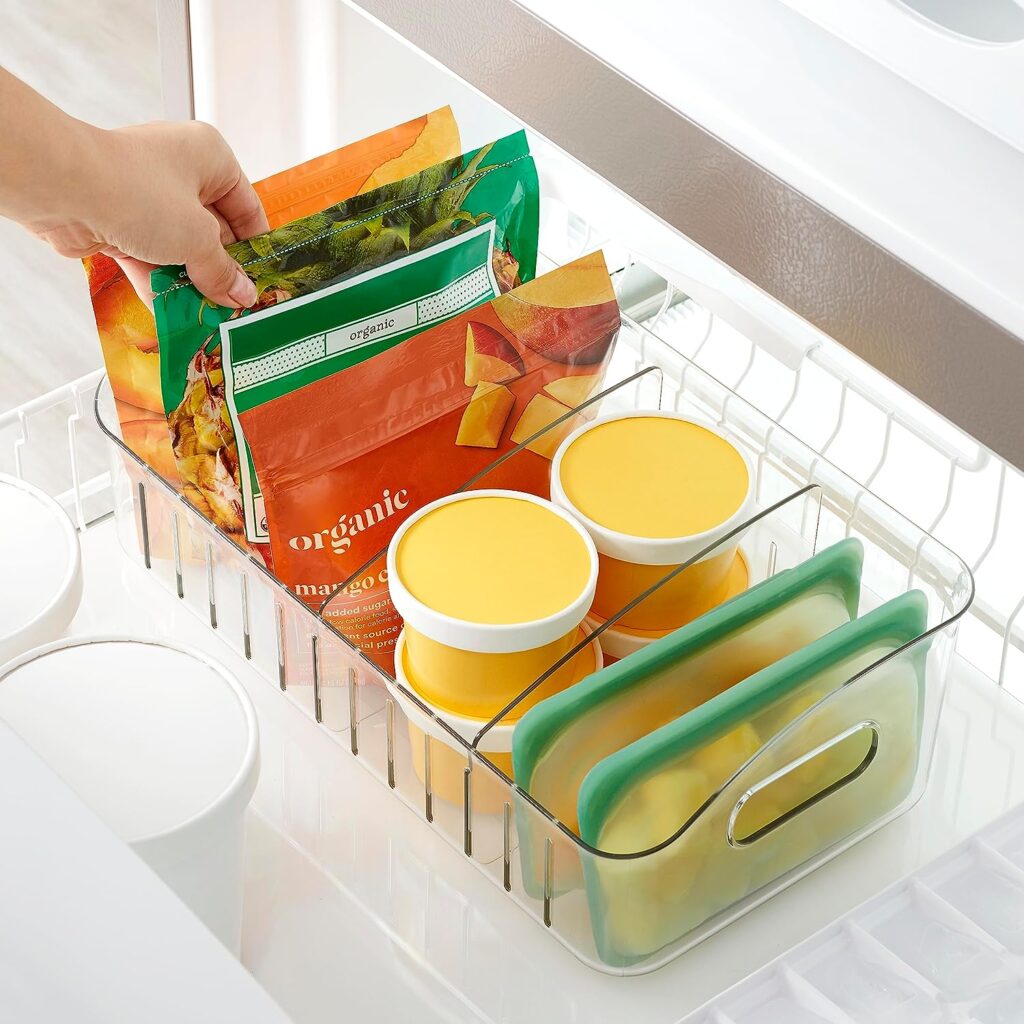 Separate items to see what you have and take out what you need easily for kitchen camper organization.