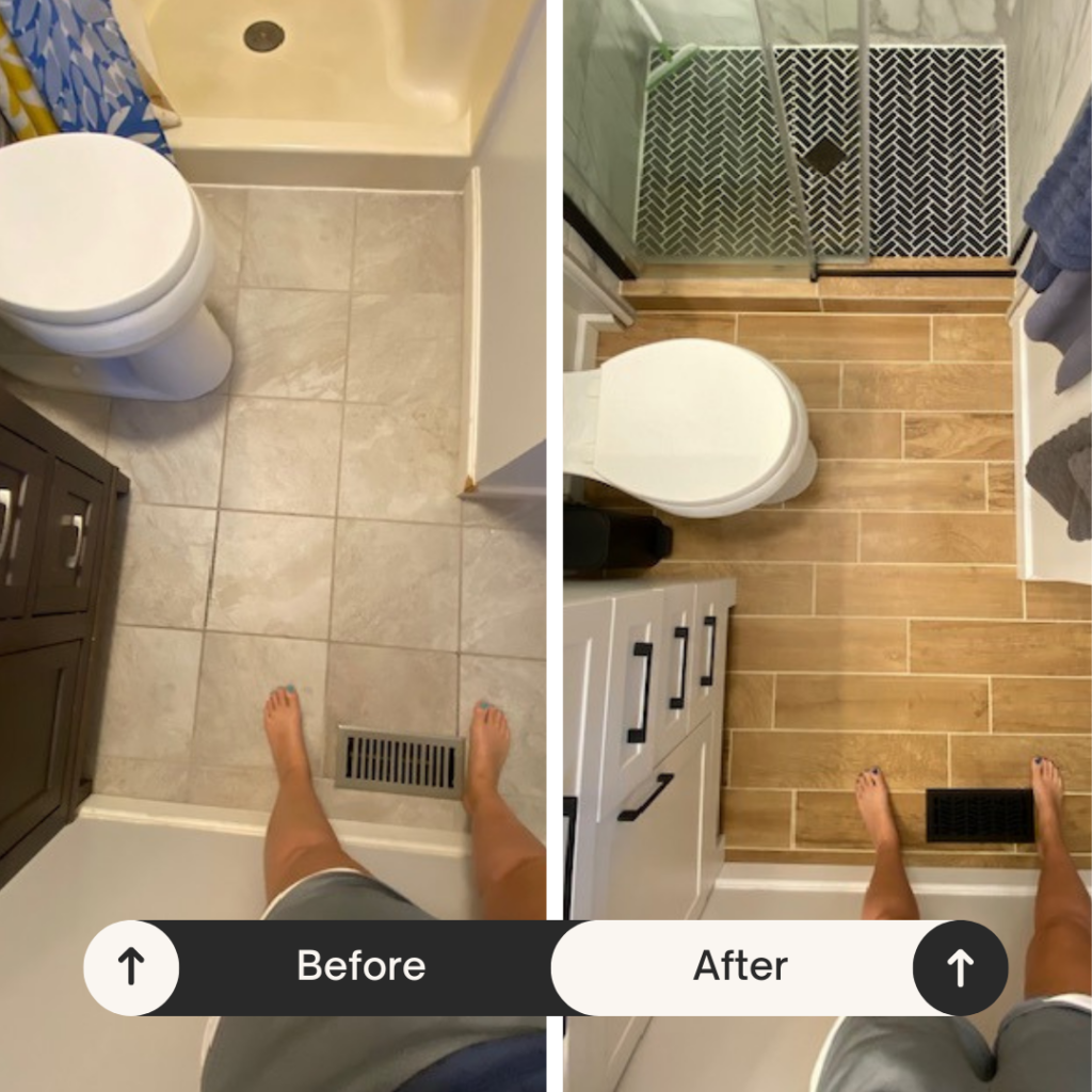 small bathroom floor before and after