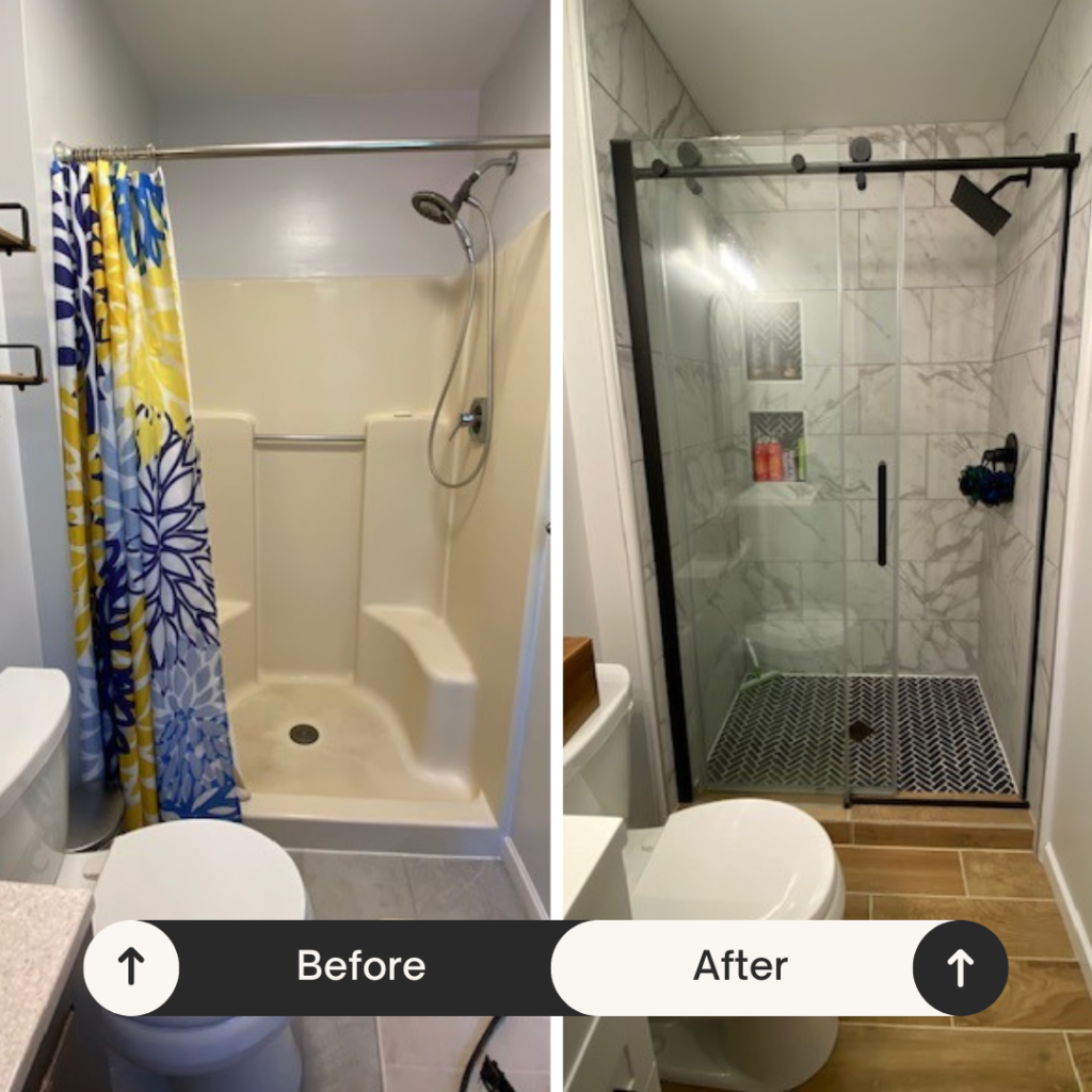 small bathroom shower before and after 
