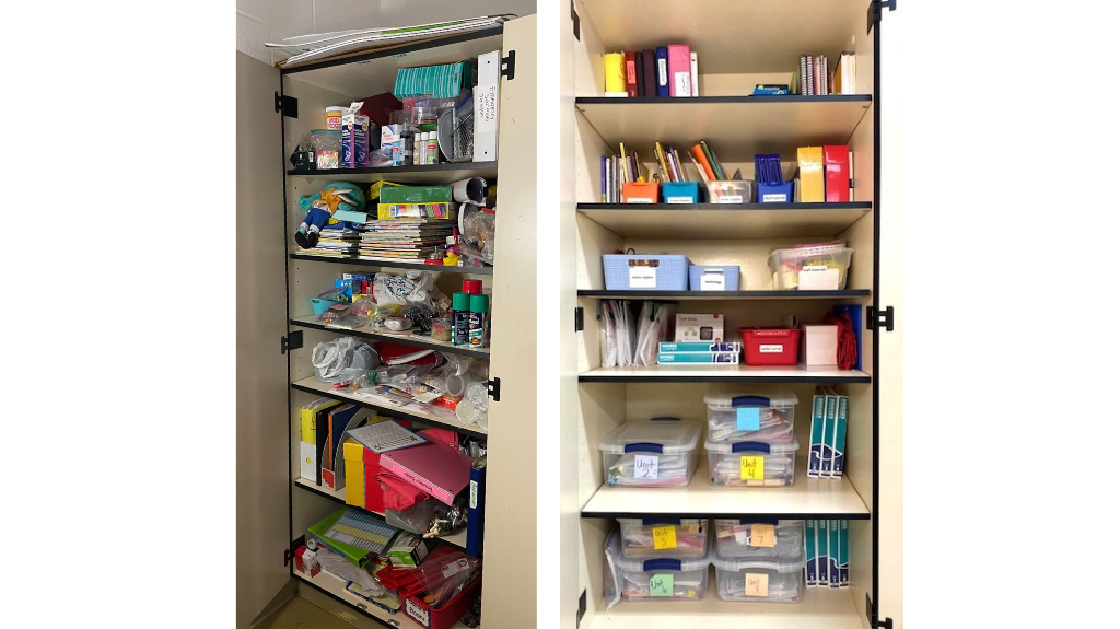 classroom organization for the teacher closet before and after