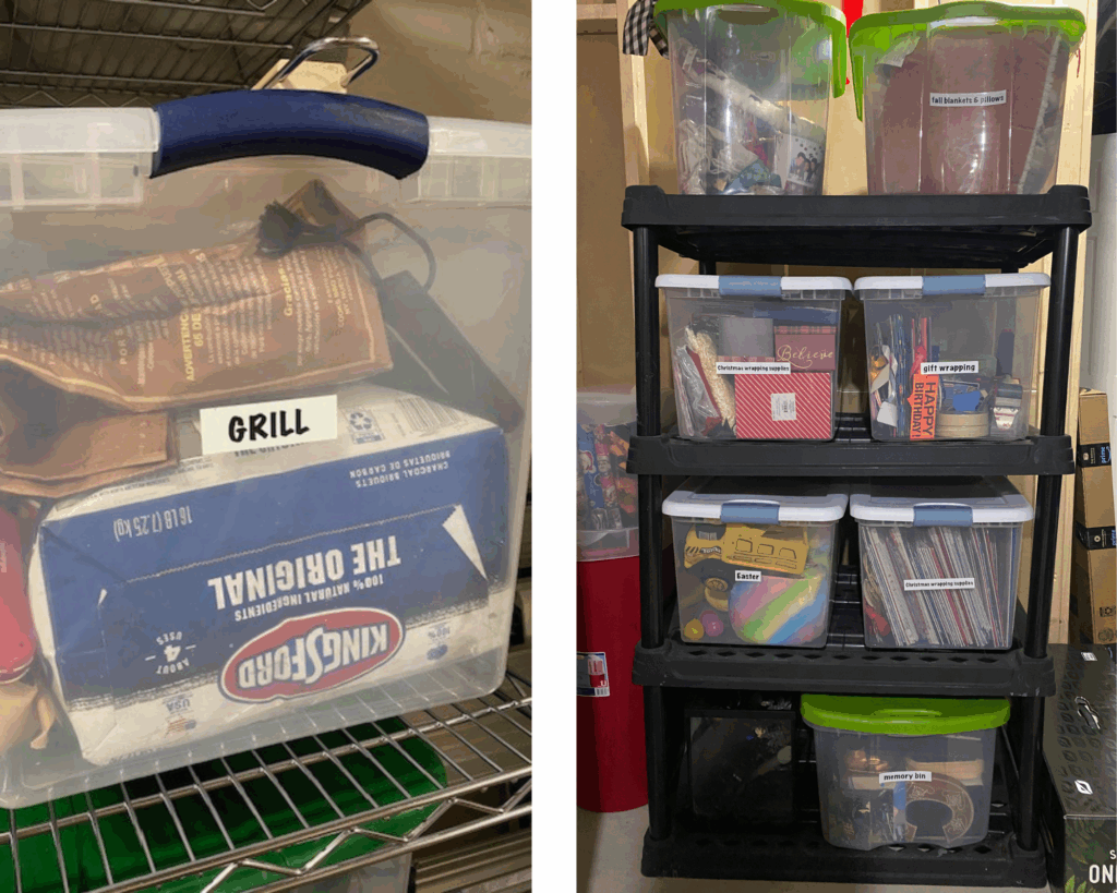 Home organizing labels for clear bins help reduce the mental load and make reorganizing simple.